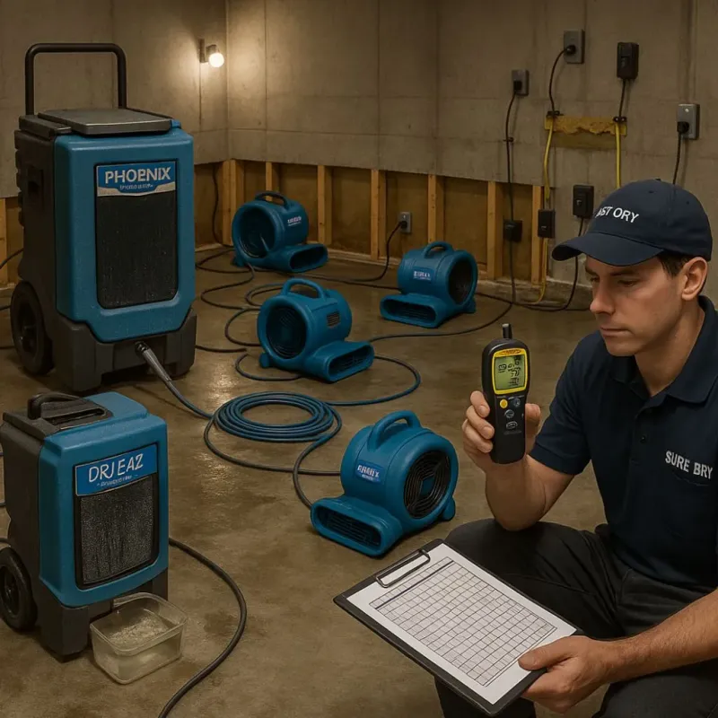 Structural Drying and Dehumidification process in Oakland, MD